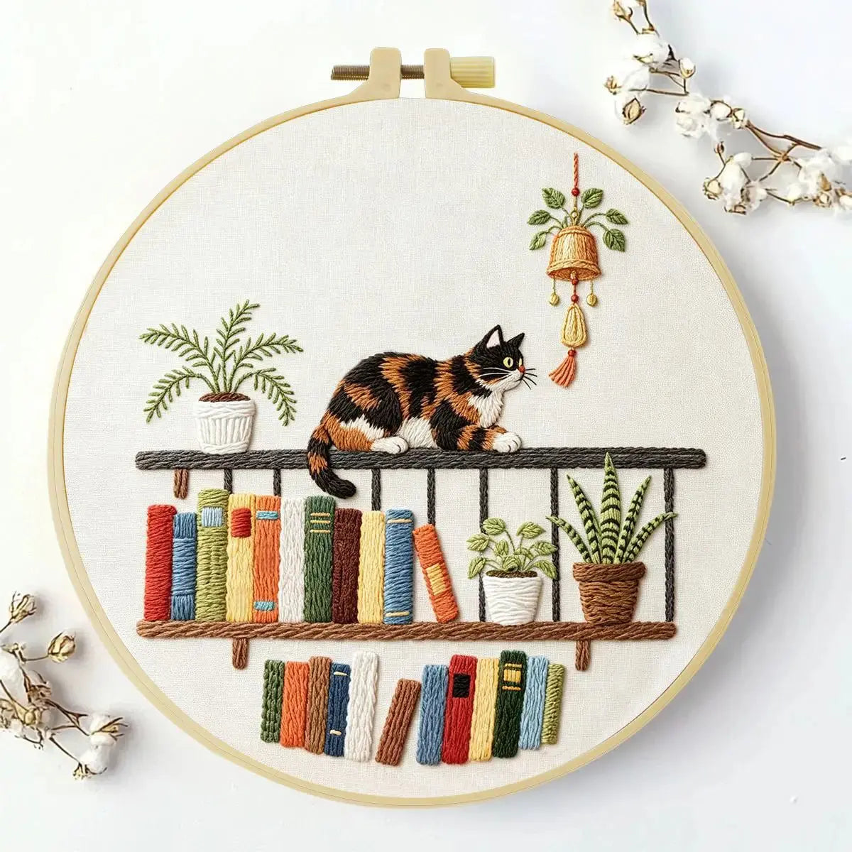 Book Nook Cat Embroidery Kit Kits For Stitchers