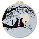 Moonlit Cat Couple Embroidery Kit – DIY Romantic Hoop Art for Beginners & Cat Lovers