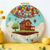 Floating House Balloon Embroidery Starter Kit – DIY Fantasy Landscape Sewing Art Set for Beginners Kits For Stitchers