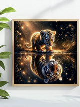 Glowing Tiger Cub Reflection Cross Stitch Kit*🐯✨🌙💛🌟