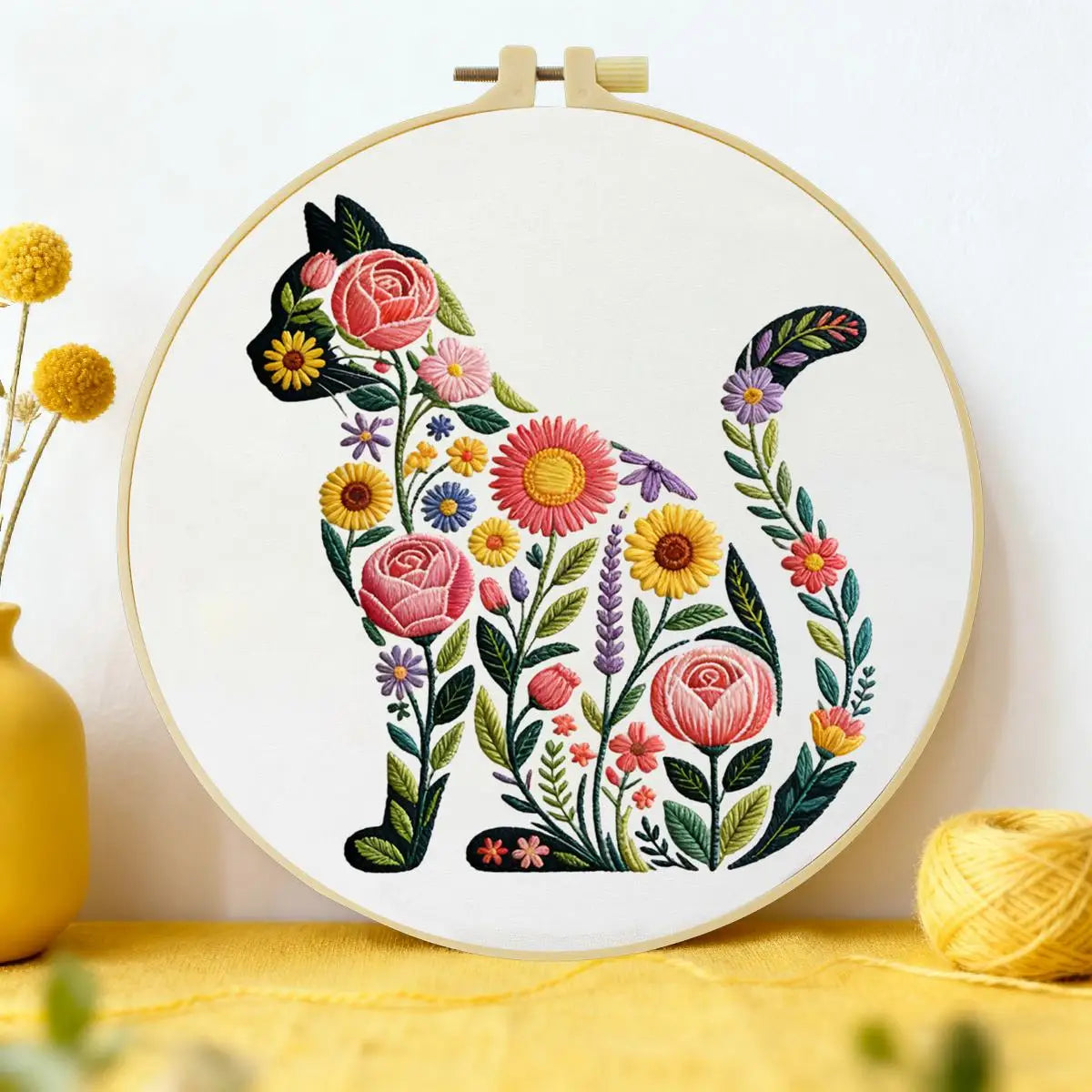 Flower Cat Embroidery Starter Kit