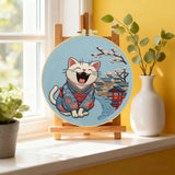 Smiling Kimono Cat Embroidery Kit Kits For Stitchers