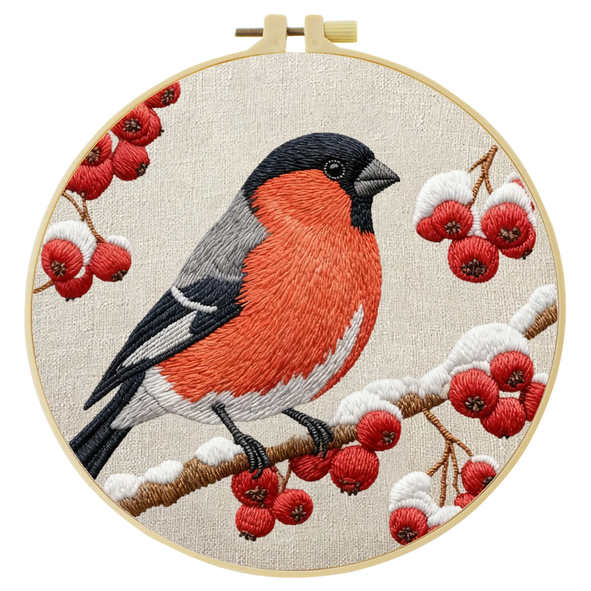 Bird Embroidery Starter Kit – DIY Bullfinch Sewing Art Set for