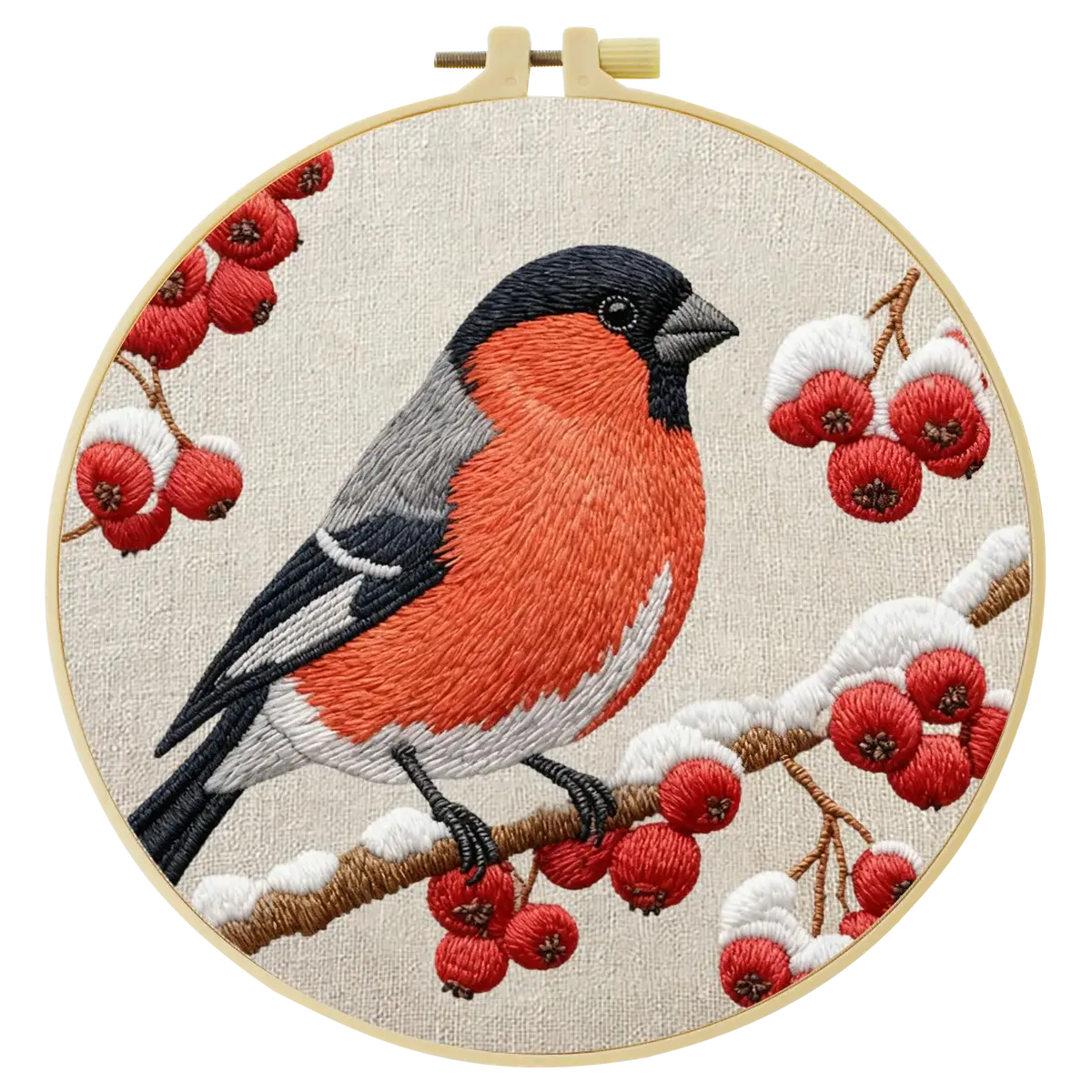 Bird Embroidery Starter Kit – DIY Bullfinch Sewing Art Set for Kits For Stitchers