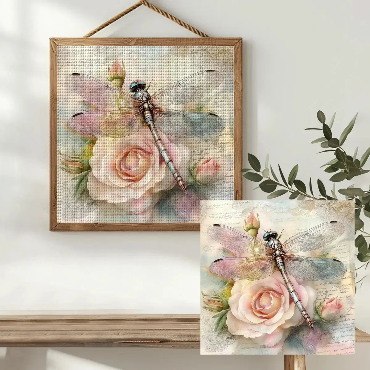 Vintage Dragonfly & Blush Rose Cross Stitch Kit Kits For Stitchers
