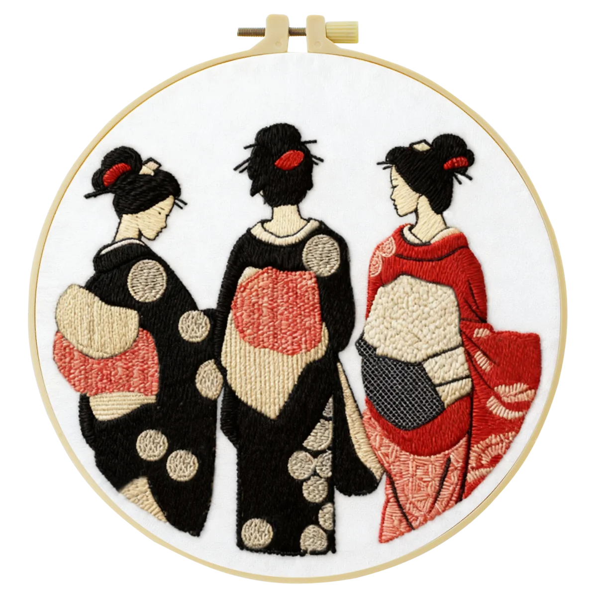 Elegant Geisha Embroidery Starter Kit – DIY Traditional Japanese Sewing Art Set for Beginners