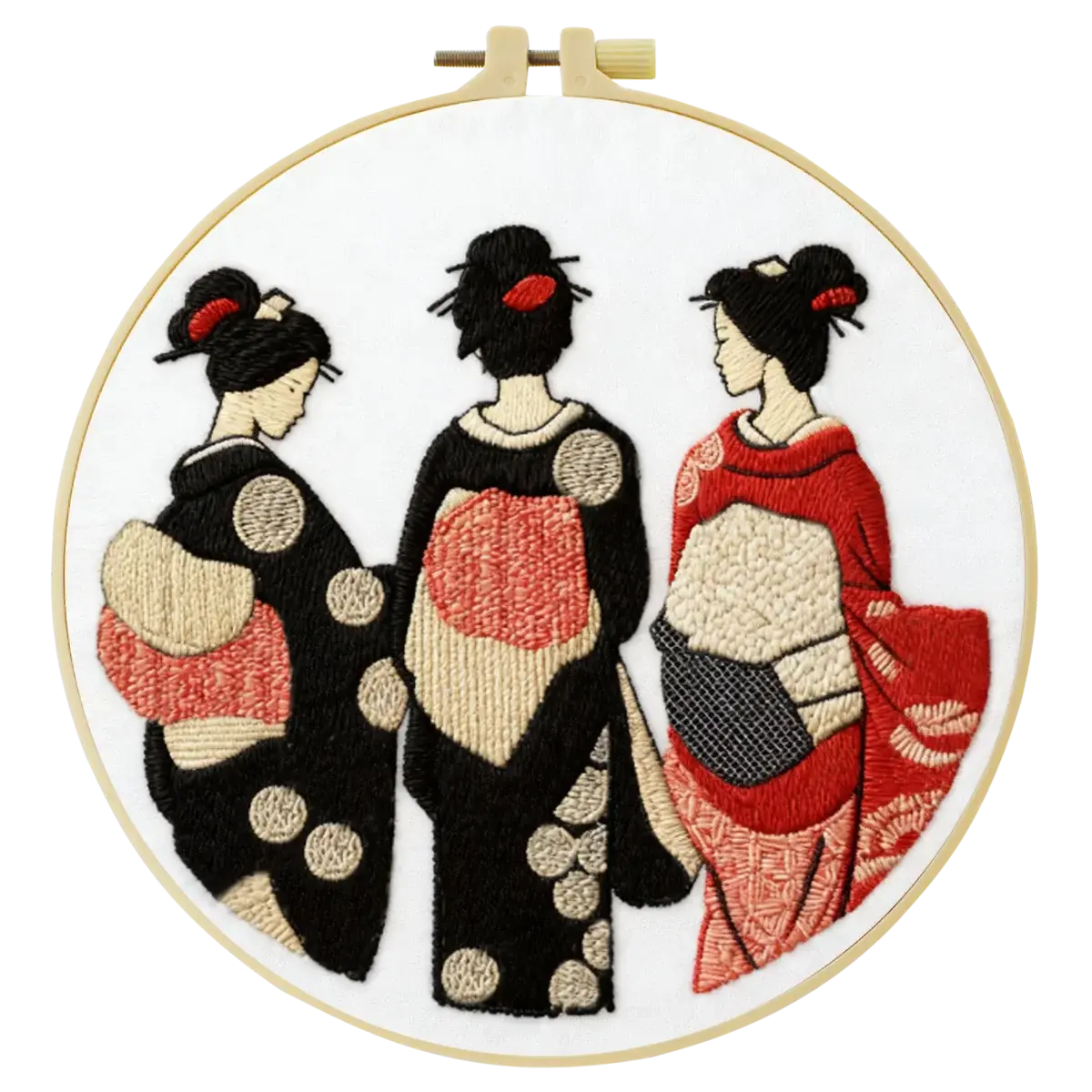 Elegant Geisha Embroidery Starter Kit – DIY Traditional Japanese Sewing Art Set for Beginners Kits For Stitchers
