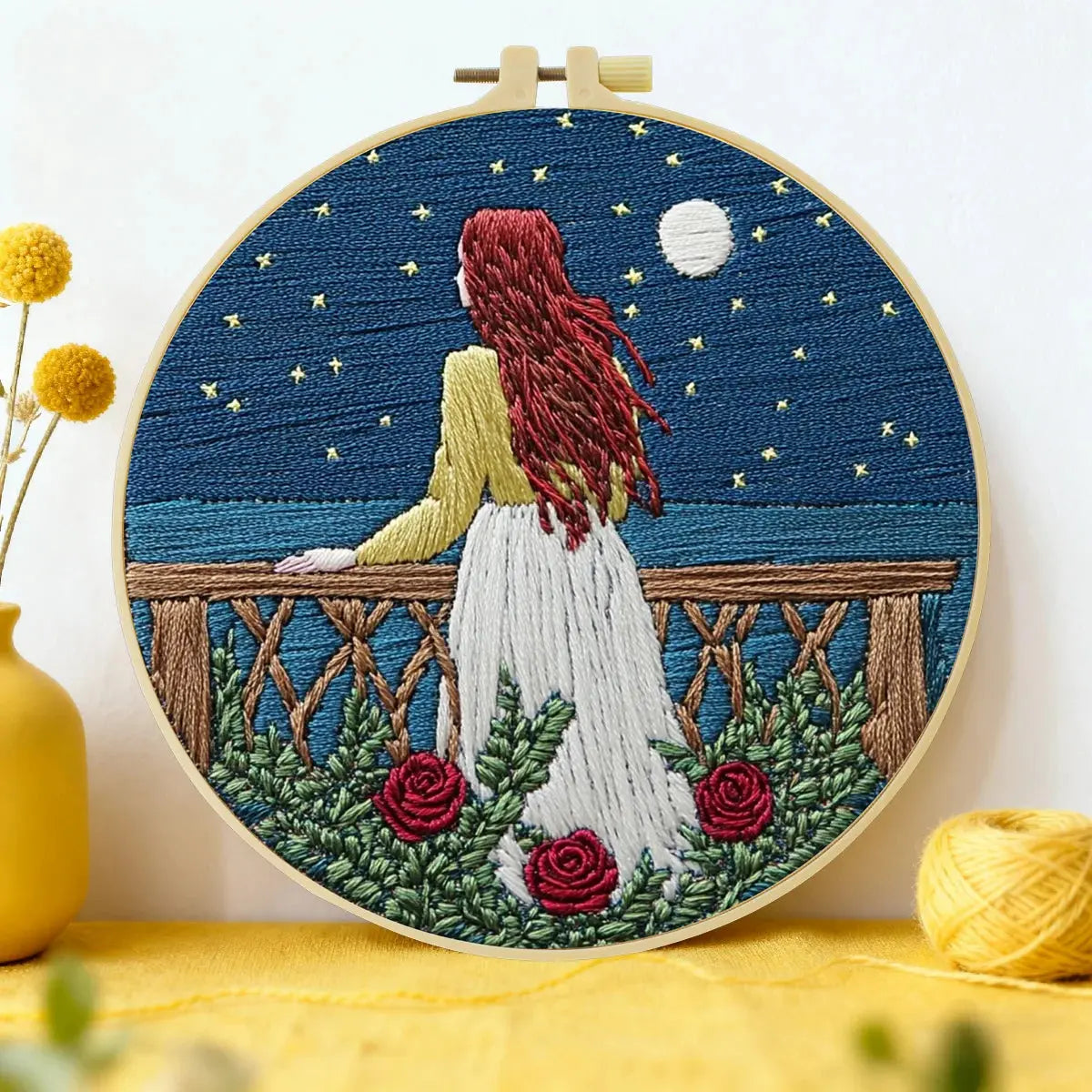 Lavender Field Embroidery DIY Kit – Beginner Floral Stitching Kit with Hoop & Pattern The Stichers Heavane