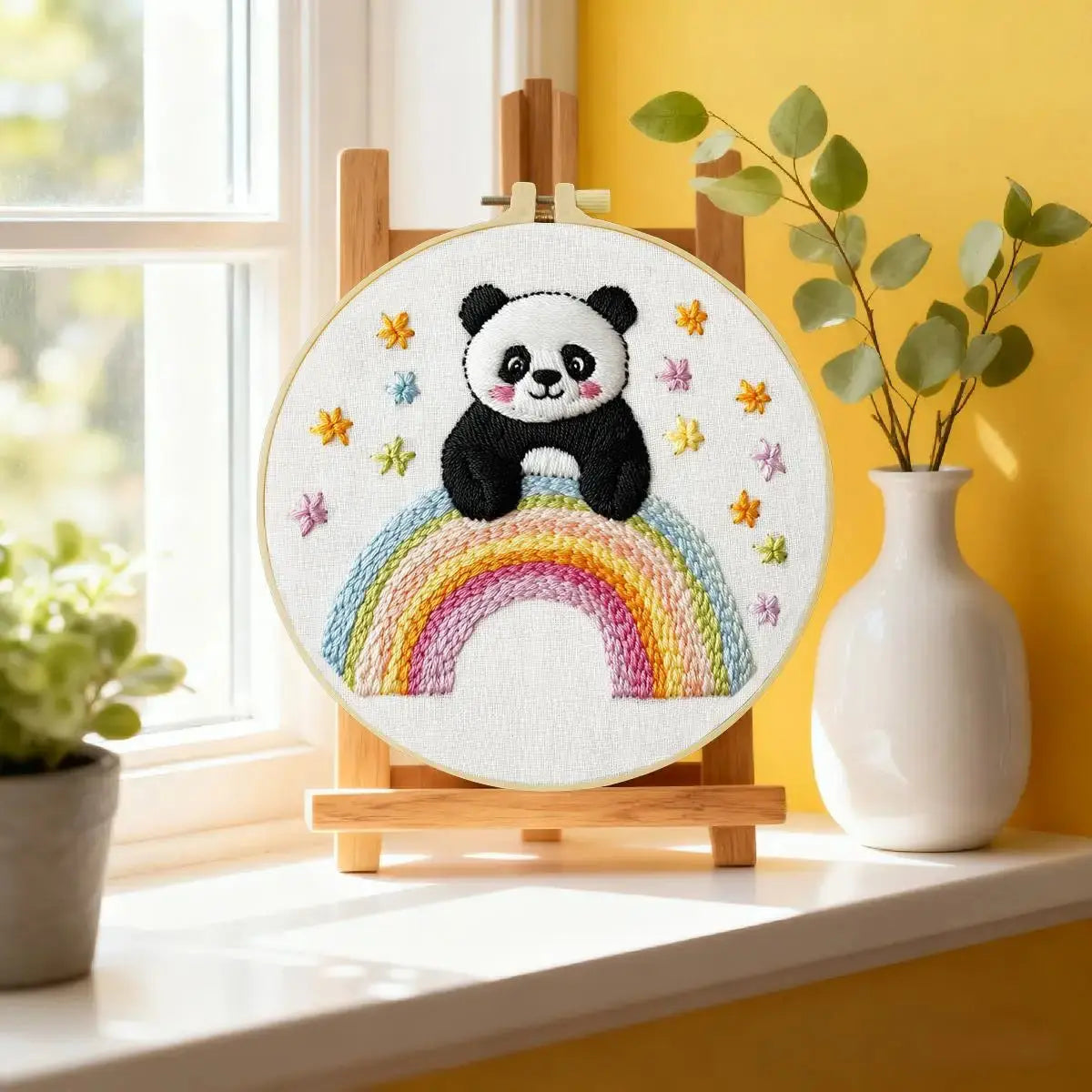 Rainbow Panda Embroidery Kit Kits For Stitchers