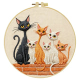 Cute Cat Family Embroidery Kit – Whimsical DIY Hand Embroidery Hoop Art Set