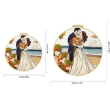 Romantic Beach Wedding Embroidery Kit – Newlywed Couple Needlepoint Pattern with Coastal Love Scene & Floral Details