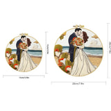 Romantic Beach Wedding Embroidery Kit – Newlywed Couple Needlepoint Pattern with Coastal Love Scene & Floral Details Kits For Stitchers