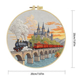 Vintage Steam Train Embroidery Starter Kit – DIY Scenic Landscape Sewing Art Set for Beginners