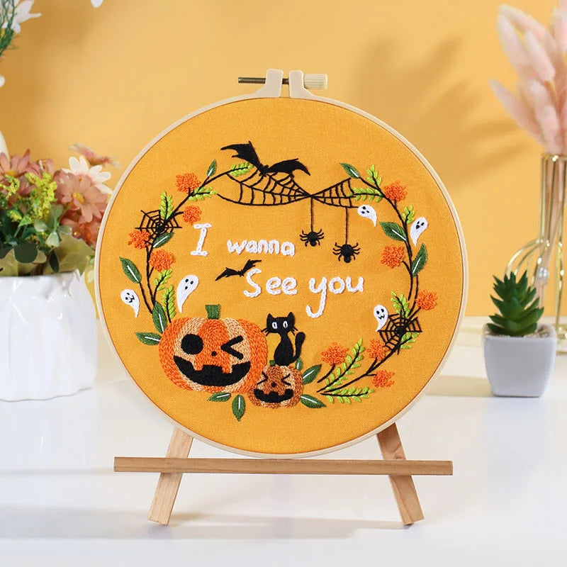 Spooky Halloween Embroidery Kit Collection – 6 Designs