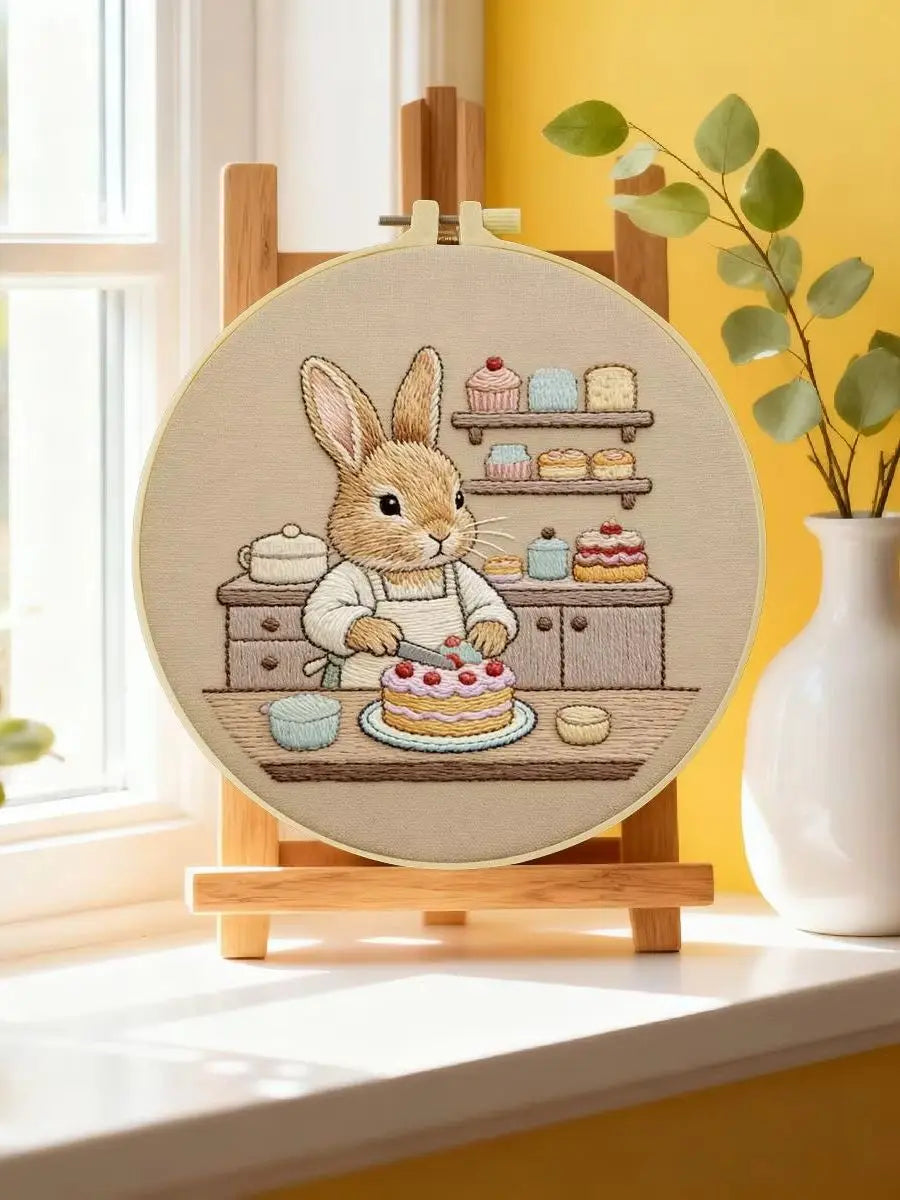 Rabbit Cake Maker Embroidery Starter Kit