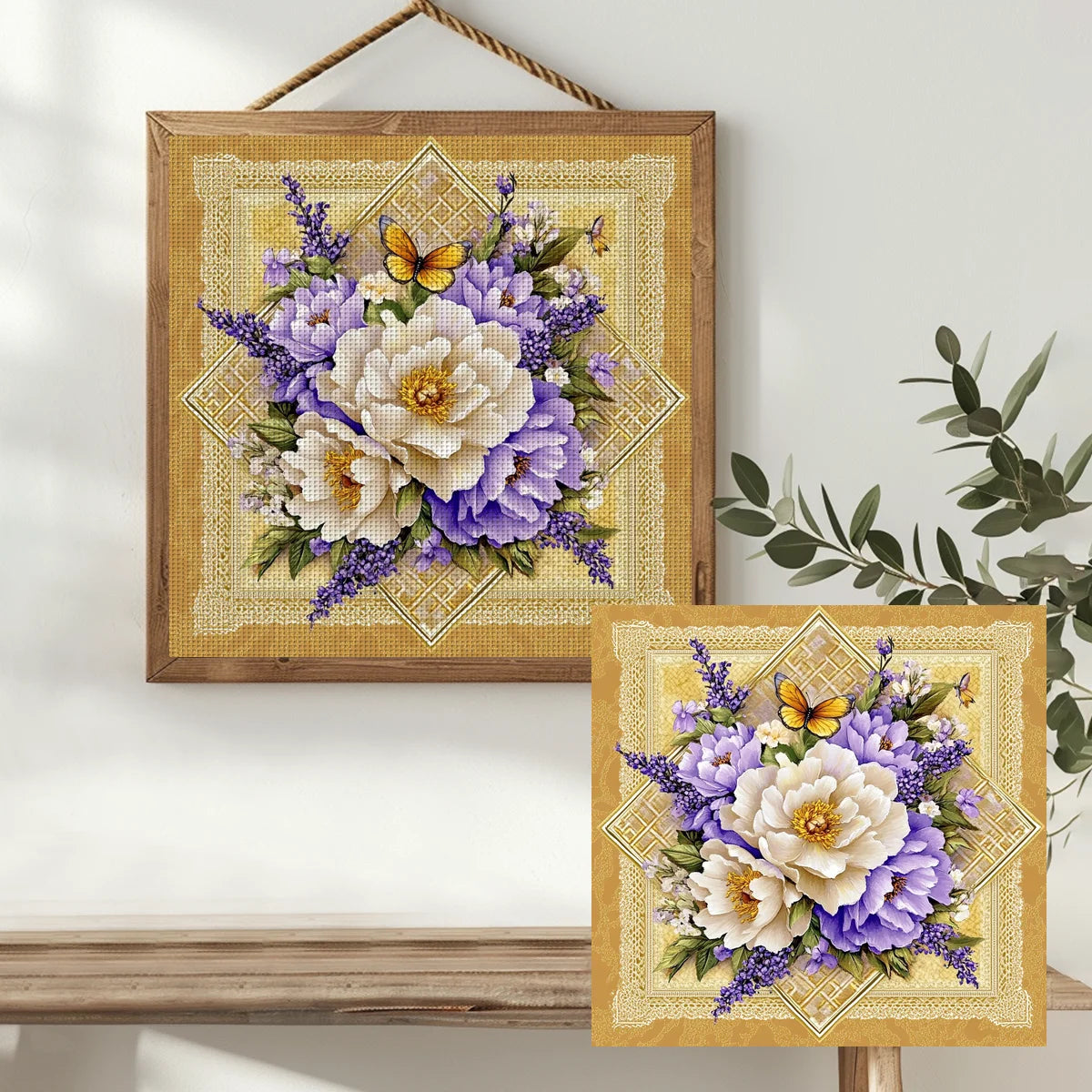 Elegant Peony & Butterfly Floral Cross Stitch Kit 🦋🌸