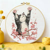 Stretching Cat Embroidery Kit – Cherry Blossom Kitty DIY Hand Embroidery Hoop Art Set