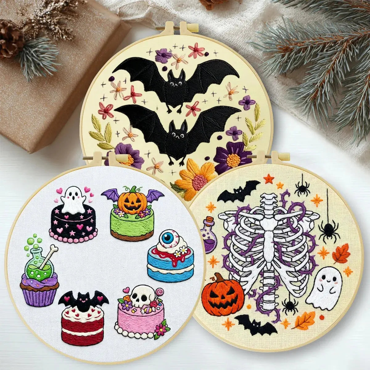 Spooky Halloween Embroidery Kit โ 3 Designs Kits For Stitchers