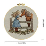 Girl & Horse Embroidery Kit – Heartwarming Equestrian DIY Hand Embroidery Hoop Art Set Kits For Stitchers