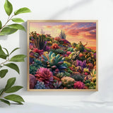 Vibrant Desert Succulent Garden Cross Stitch Kit 🌵🌸🌅✨ Kits For Stitchers