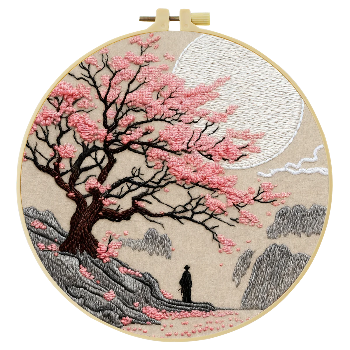 Lavender Field Embroidery DIY Kit – Beginner Floral Stitching Kit with Hoop & Pattern