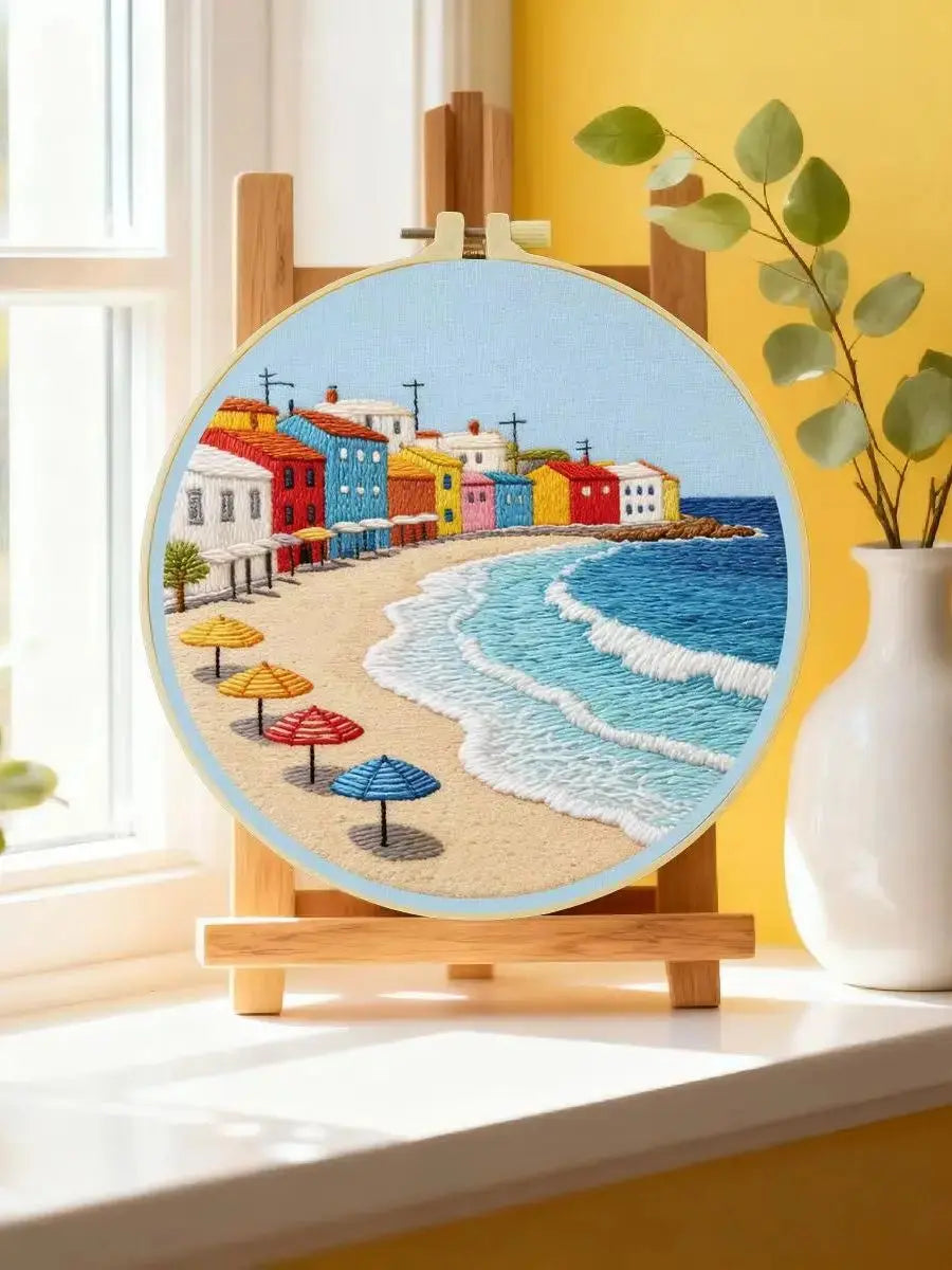 Seaside Village Embroidery Kit Kits For Stitchers