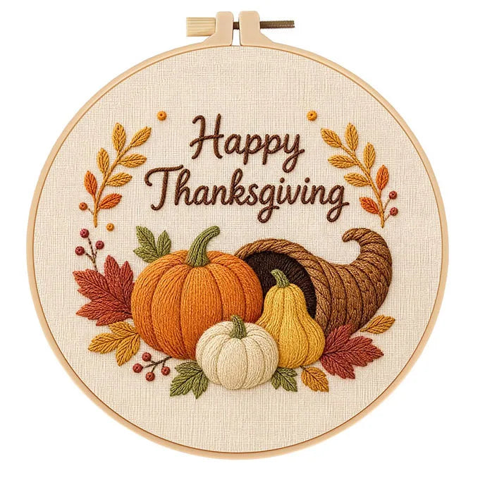 Happy Thanksgiving Embroidery Kit Collection – 4 Designs