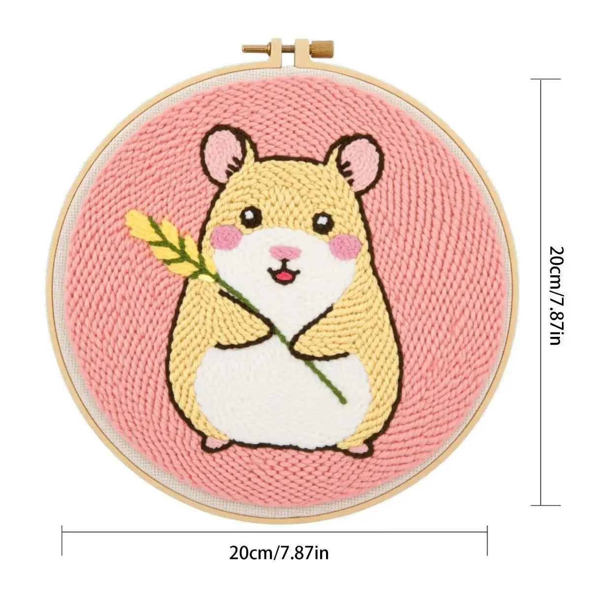 Cute Hamster Punch Needle Wall Art – Handmade Embroidery Hoop Decor for Nursery & Cozy Rooms Kits For Stitchers