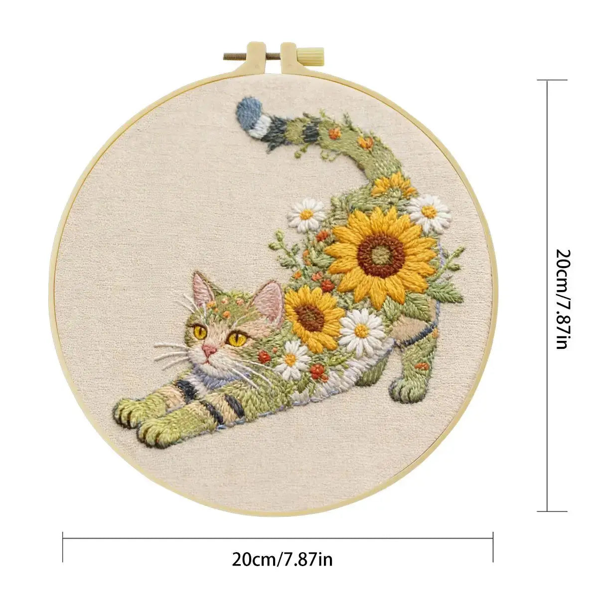 Sunflower Cat Embroidery Kit Kits For Stitchers