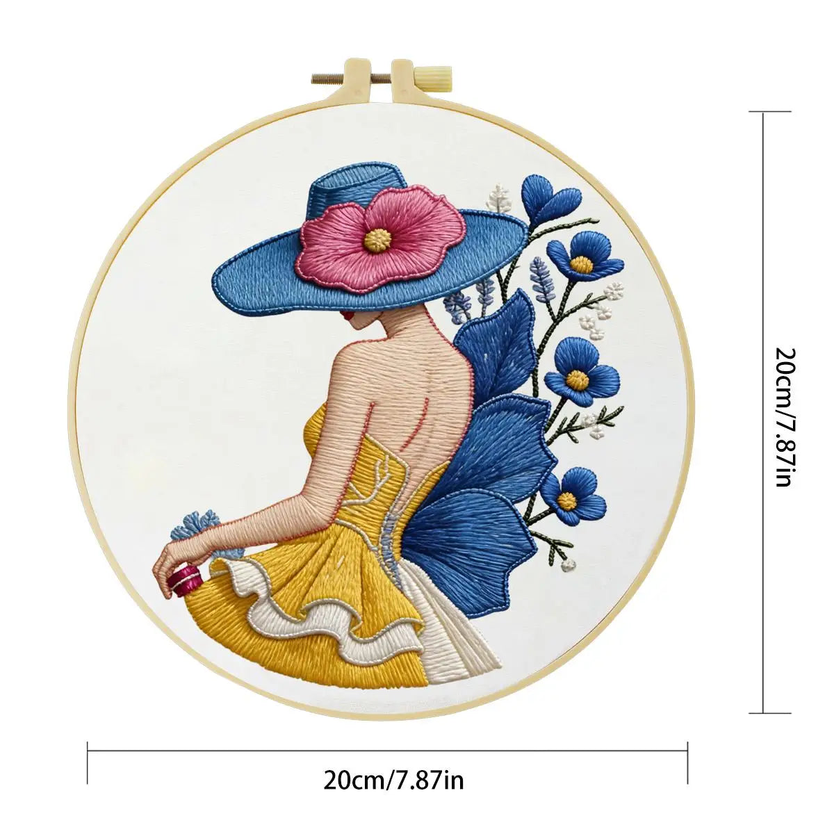 Blue Hat Lady Embroidery Kit Kits For Stitchers