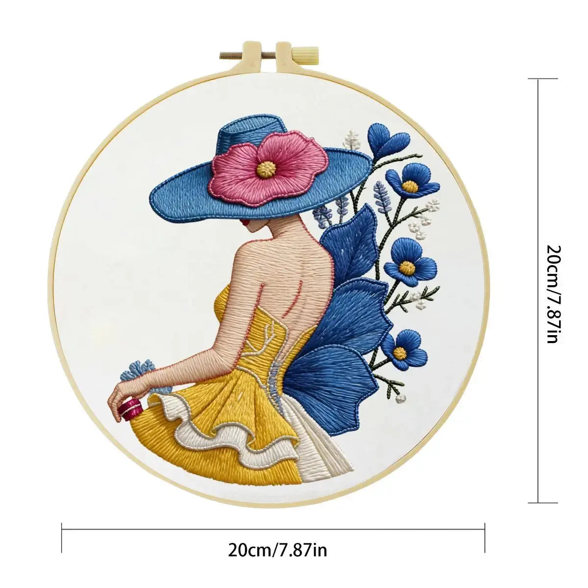 Blue Hat Lady Embroidery Kit Kits For Stitchers