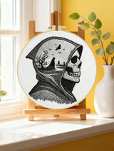 Grim Reaper Embroidery DIY Kit – Gothic Skull Beginner Stitching Kit with Hoop, Pattern & Threads