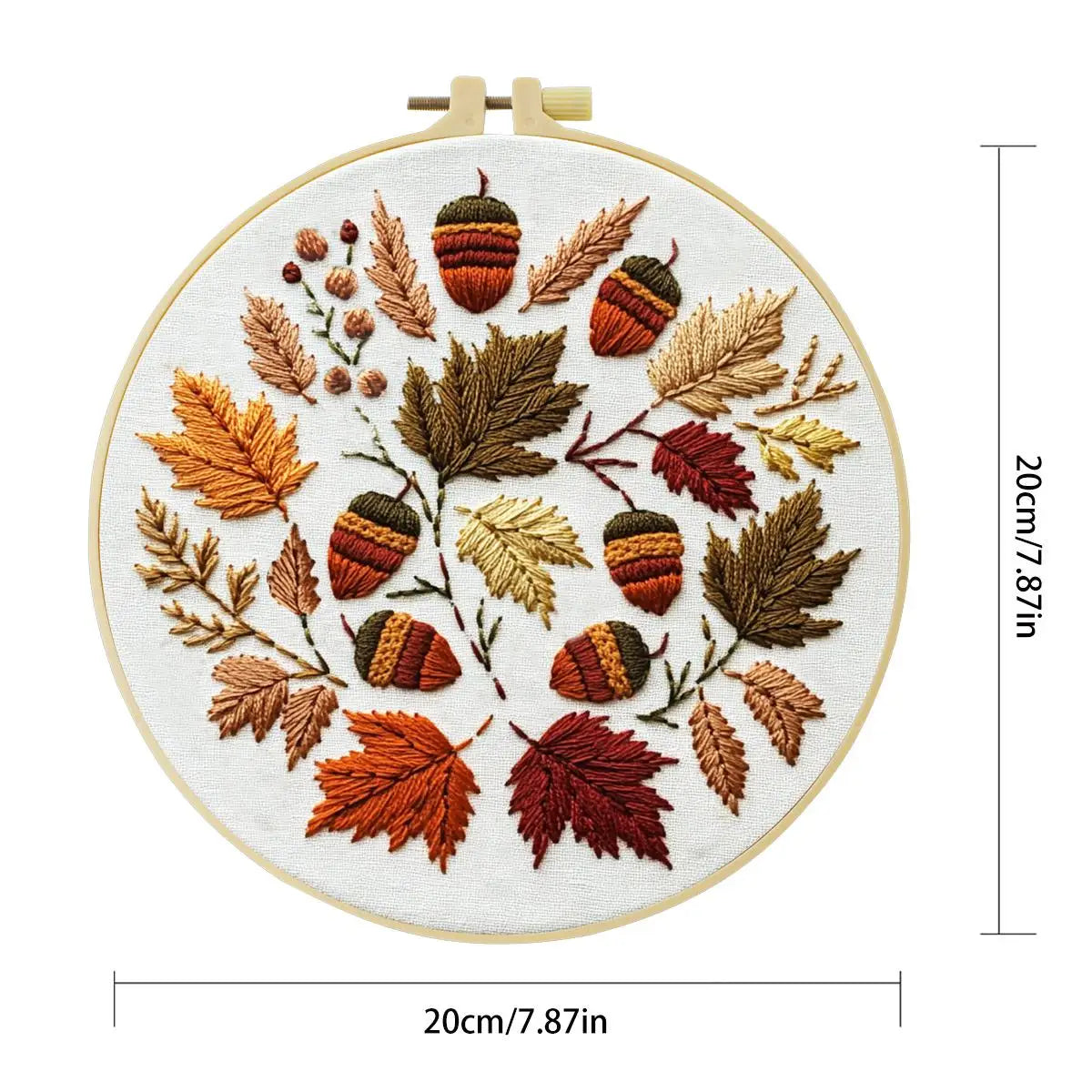 Autumn Leaves Embroidery Kit for Beginners – DIY Fall Hand Embroidery Hoop Set