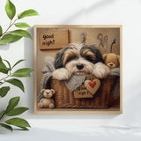 Sleeping Puppy in a Cozy Basket Cross Stitch Kit 🐶🧸💤
