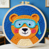 Cute Bear Punch Needle Wall Art – Handmade Embroidery Hoop Decor for Nursery & Cozy Rooms