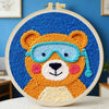 Cute Bear Punch Needle Wall Art – Handmade Embroidery Hoop Decor for Nursery & Cozy Rooms Kits For Stitchers