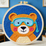 Cute Bear Punch Needle Wall Art – Handmade Embroidery Hoop Decor for Nursery & Cozy Rooms Kits For Stitchers