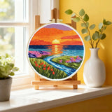 Vibrant Sunset Meadow Embroidery Kit Kits For Stitchers