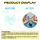 Venice Canal Embroidery Kit for Adults – Romantic Gondola Cityscape DIY Hand Embroidery Hoop Art Travel Lover Gift