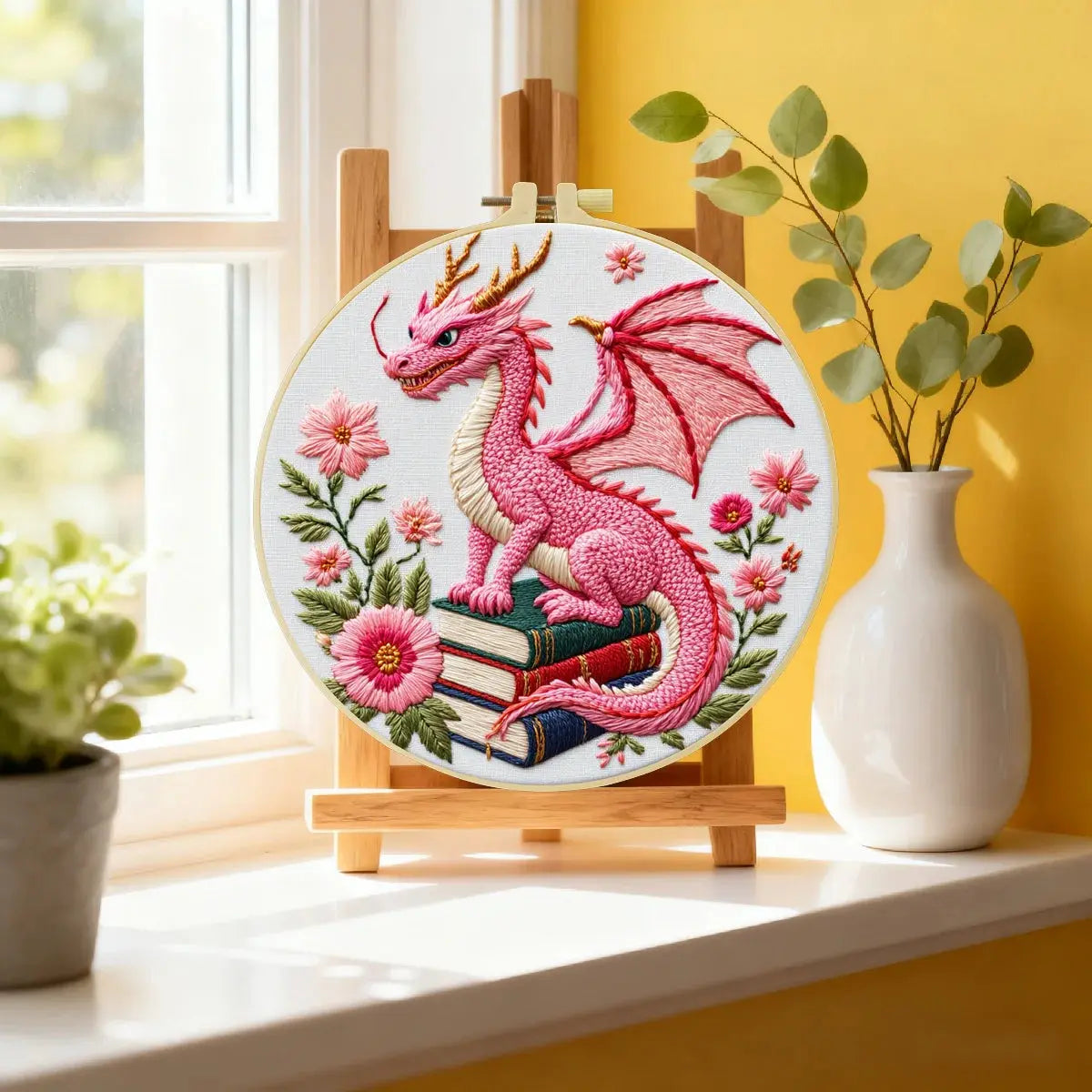 Pink Dinosaur Bag Embroidery Starter Kit The Stichers Heavane