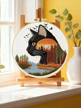 Black Cat Sunset Embroidery Kit Kits For Stitchers