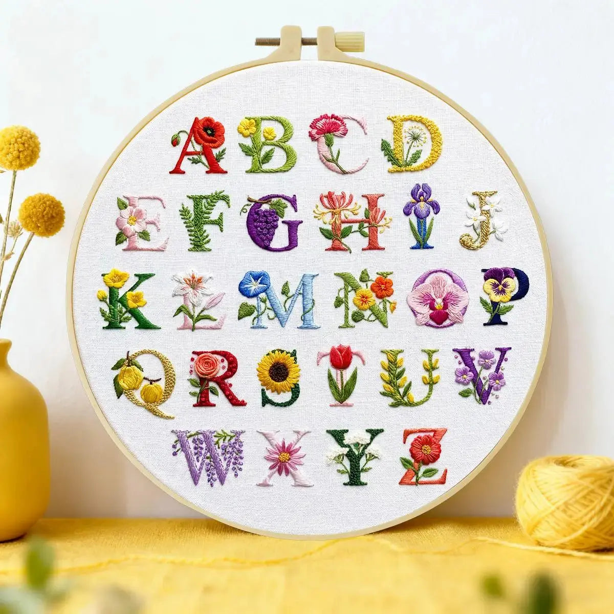 Floral Alphabet Embroidery Sampler Kit Kits For Stitchers