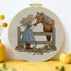 Girl & Horse Embroidery Kit – Heartwarming Equestrian DIY Hand Embroidery Hoop Art Set Kits For Stitchers