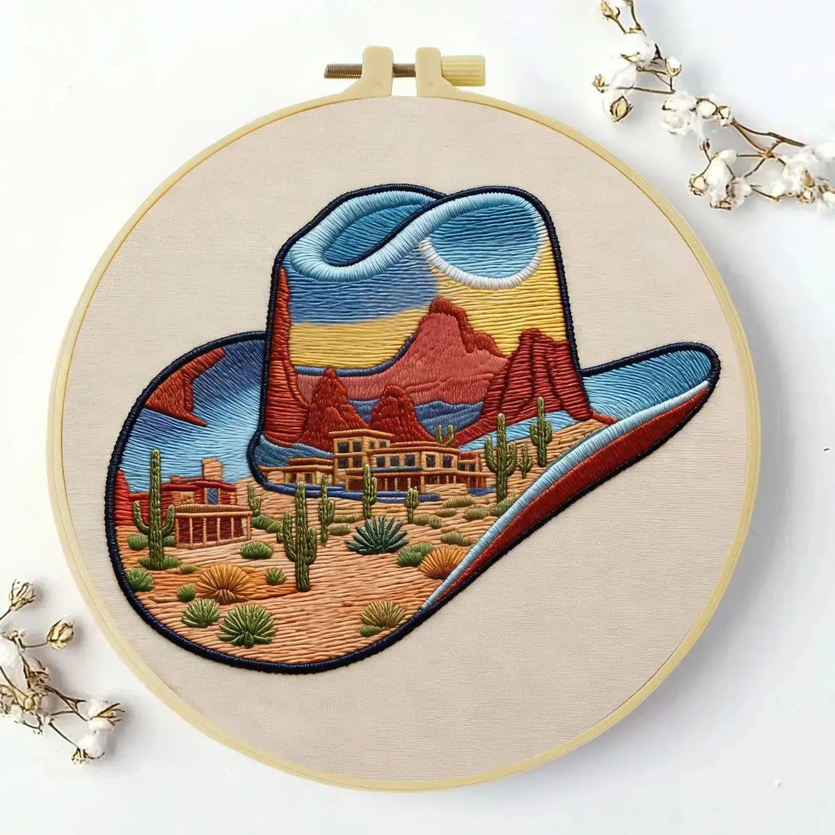 Desert Cowboy Hat Embroidery Kit Kits For Stitchers