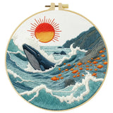 Ocean Whale Embroidery Kit – Coastal Sea Life DIY Hand Embroidery Hoop Art Set