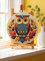 Colorful Autumn Owl Embroidery Kit – Woodland DIY Hand Embroidery Hoop Art Set