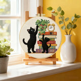 Black Cat Embroidery Kit for Beginners – DIY Cute Cat Hand Embroidery Hoop Set