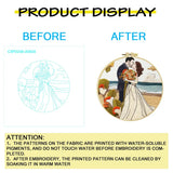 Romantic Beach Wedding Embroidery Kit – Newlywed Couple Needlepoint Pattern with Coastal Love Scene & Floral Details Kits For Stitchers