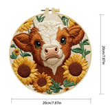 Highland Cow with Sunflowers Embroidery DIY Kit – Farm Animal Beginner Stitching Kit with Hoop, Pattern & Threads The Stichers Heavane