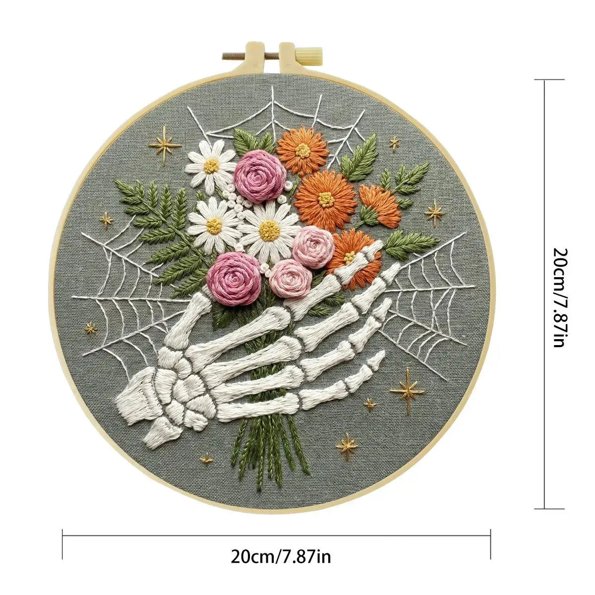 Floral Skeleton Hand Embroidery Kit Kits For Stitchers